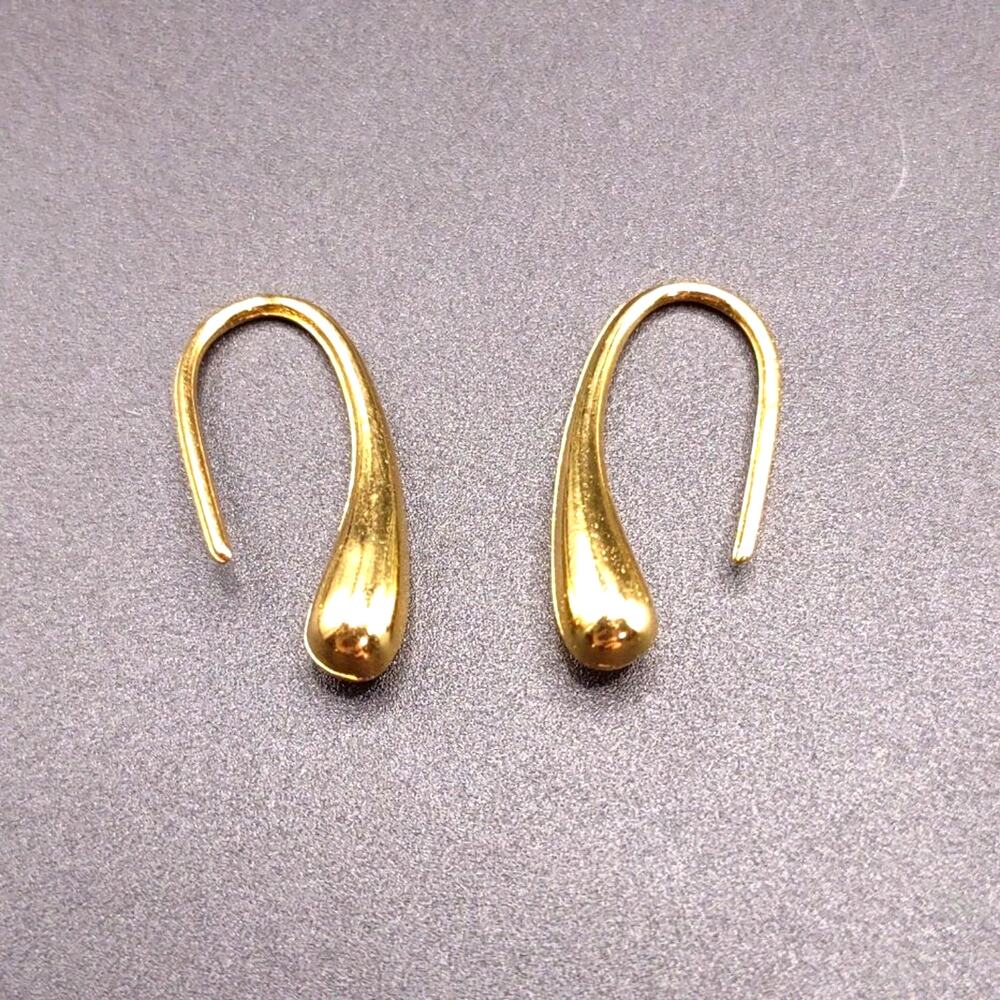 18k Gold Plated Teardrop Earrings Dangle Minimalist Women's Vtg. Birthday Gift